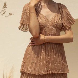 BOHME Hallie Carmel tiered midi dress